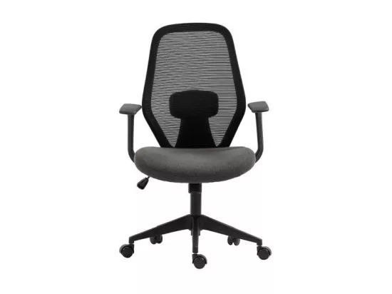 Chaise de bureau JANE – Tissu filet noir et gris – Confort et modernité pour votre espace de travail