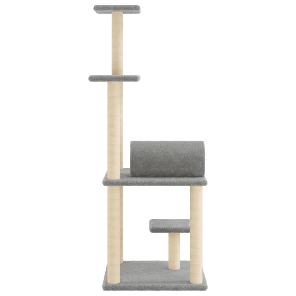 Arranhador para gatos vidaXL com hastes de sisal cinza claro, 136 cm