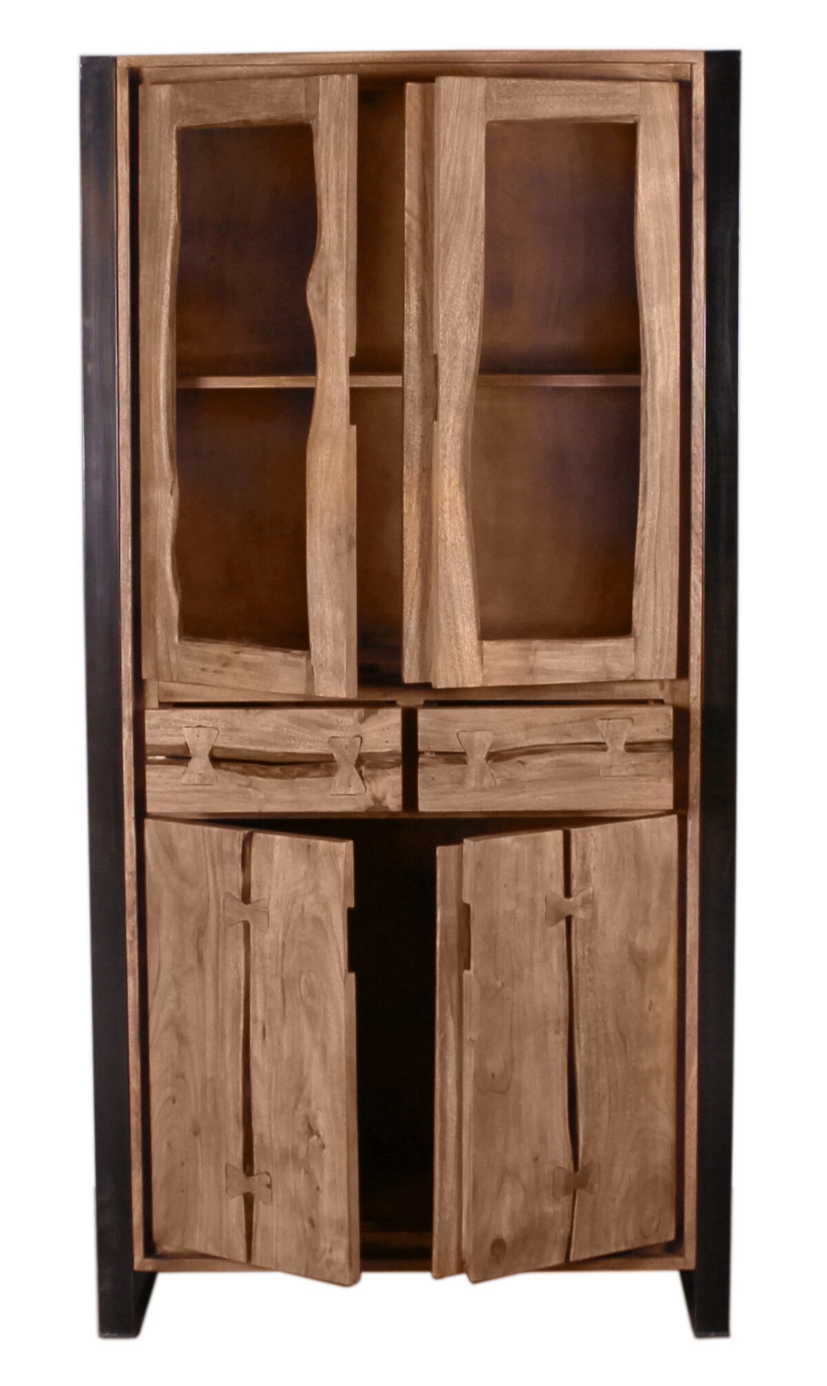 Vitrine Natural Edge Akazie Wohnzimmerschrank Schrank Vitrinenschrank Anrichte