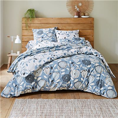Linge de lit motif fleurs stylisées - BECQUET CRÉATION