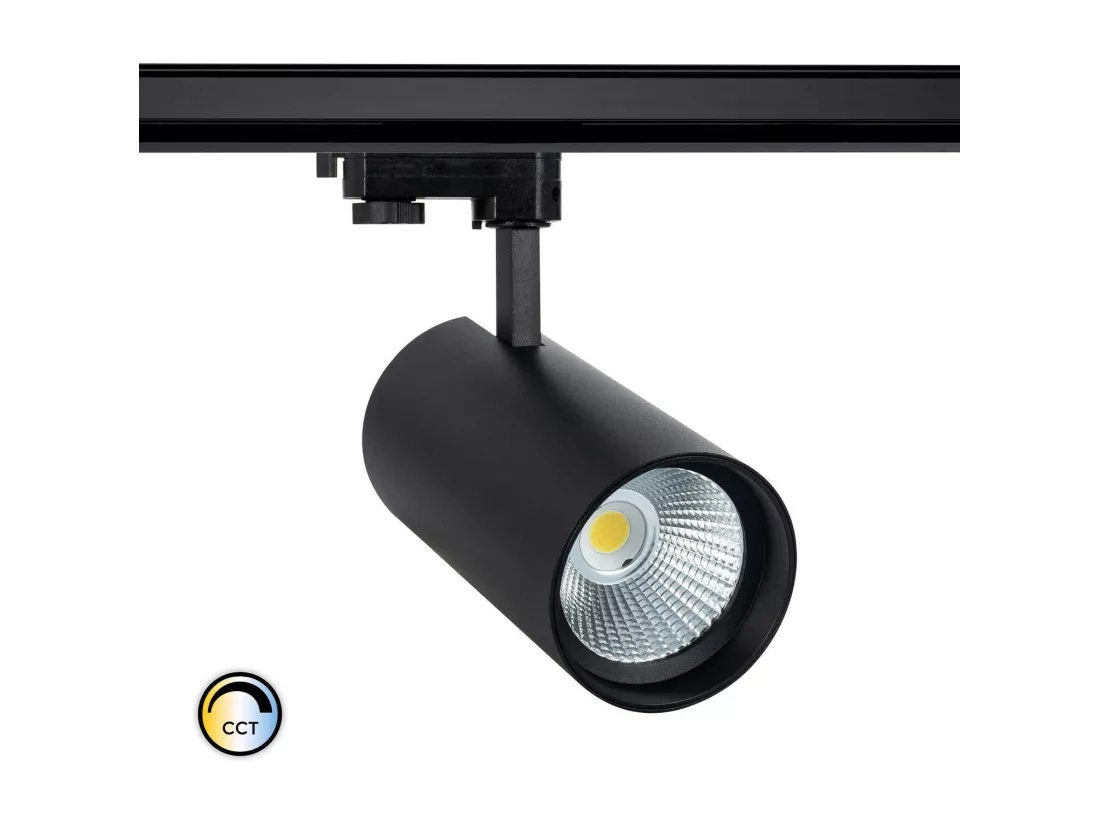 Spot LED sur Rail Triphasé 40W d'Angelo CCT LIFUD Noir Sélectionnable (chaud-neutre-froid)