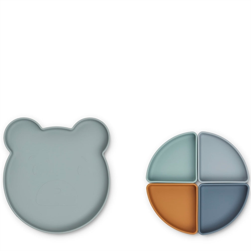 Arne Silikone Opdelt Tallerken Mr Bear Blue Fog Multi Mix