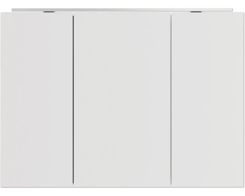 Badkamermeubelset NOBILIA Programma 2 BxHxD 210 x 169,1 x 48,7 cm, fronten hoogglans grijs, met wastafelmeubel en 3-deurs spiegelkast met ledverlichting, onderkast, halfhoge kast, greep mat chroom, 277