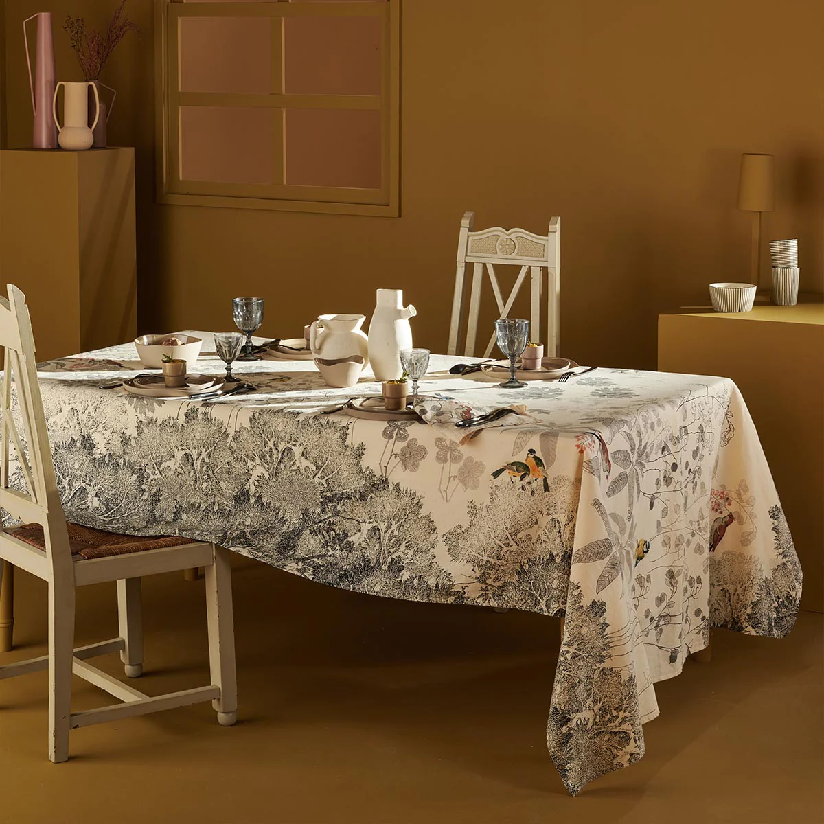 Nappe métis lin & coton noir 155x225 Garnier Thiebaut
