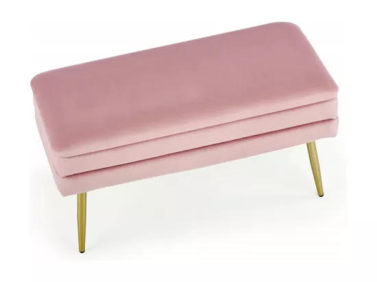 Banc en velours rose avec pieds en métal doré PATTY