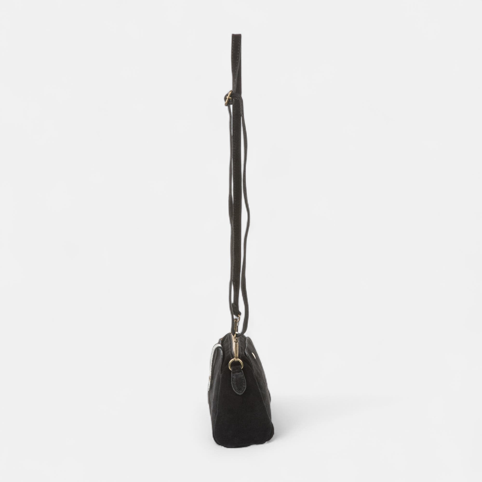 Sac bandoulière en cuir noir