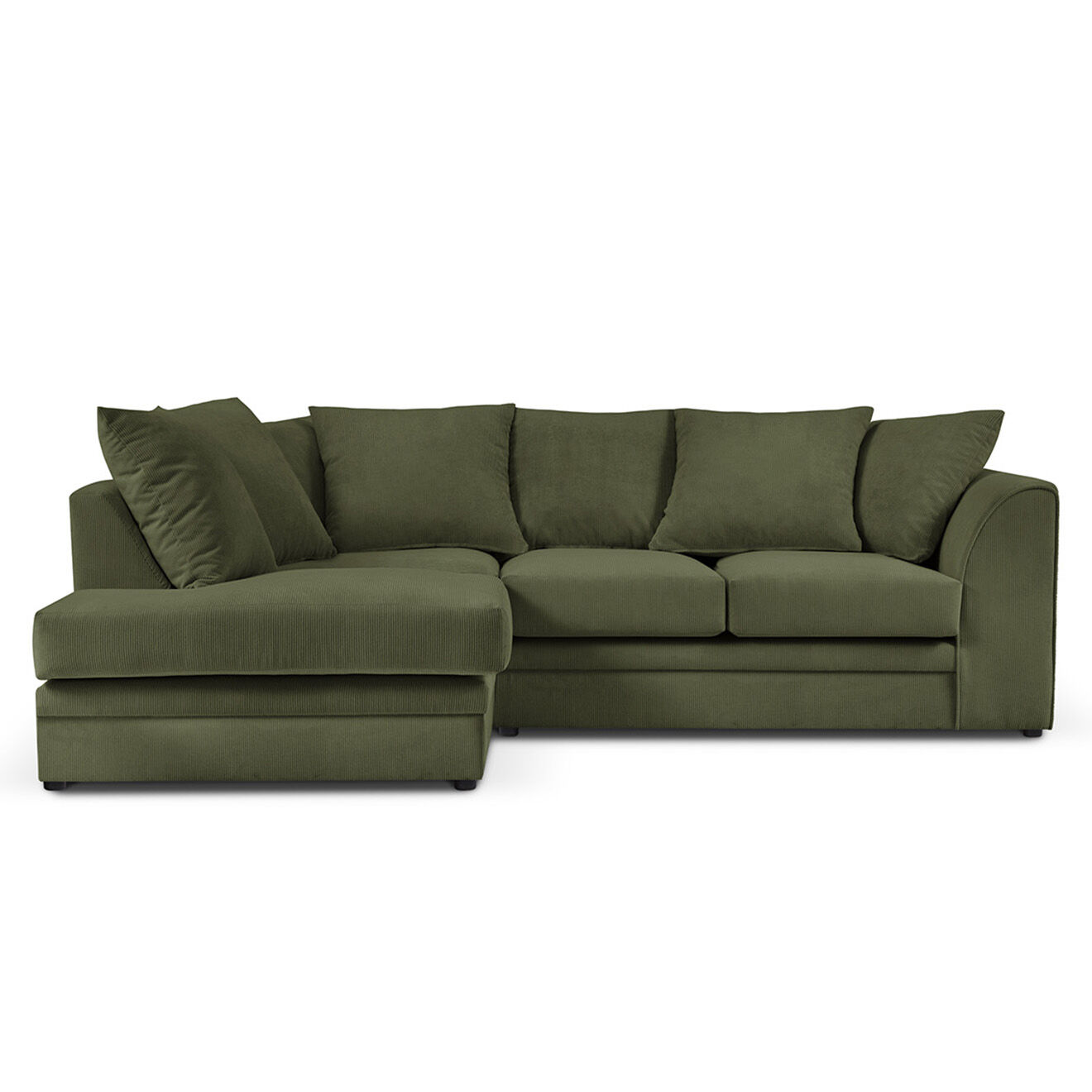 Mazzini Sofas Canapé d'angle Gauche Quince Velours côtelé 4 Places vert - 221x171x80 cm