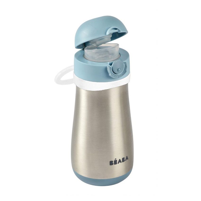 Gourde Windy Blue en inox avec anse 350 ml - Bleu - Ecru