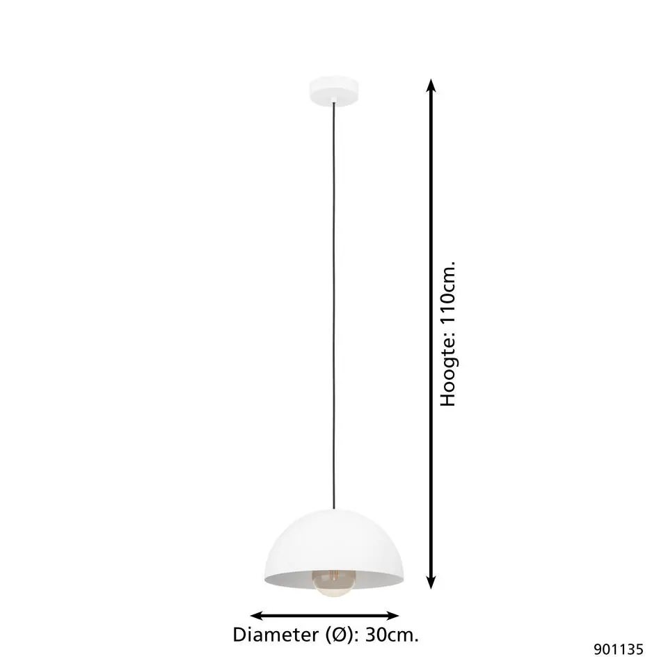 EGLOGaetanoHanglamp- E27 -1Lichts-Ø30cm-Wit