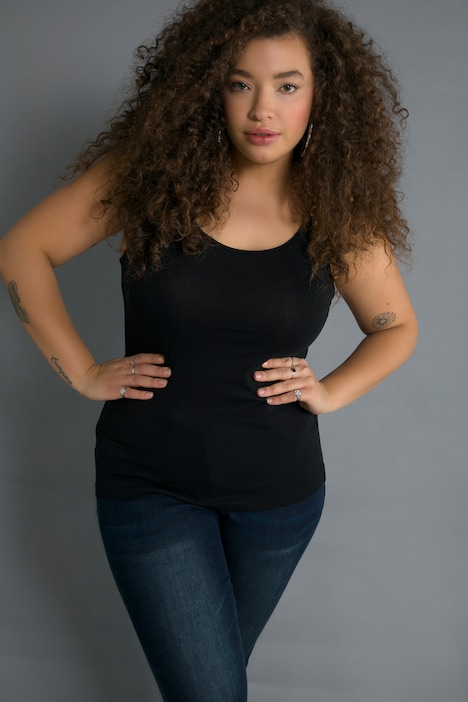 Basic-Top, weiter Ausschnitt, Stretchjersey