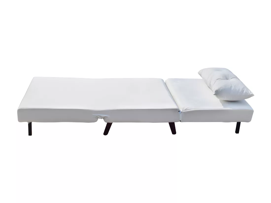Fauteuil convertible lit une place tissu velours Blanc dimension: 80 x 90 x 84 cm - dimension lit: 80 x 190 x 28 cm