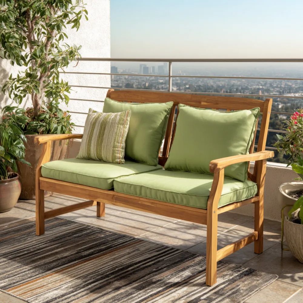 2-Sitzer-Gartensofa Holzrahmen 120x65x75 cm Grün - Modernes Design