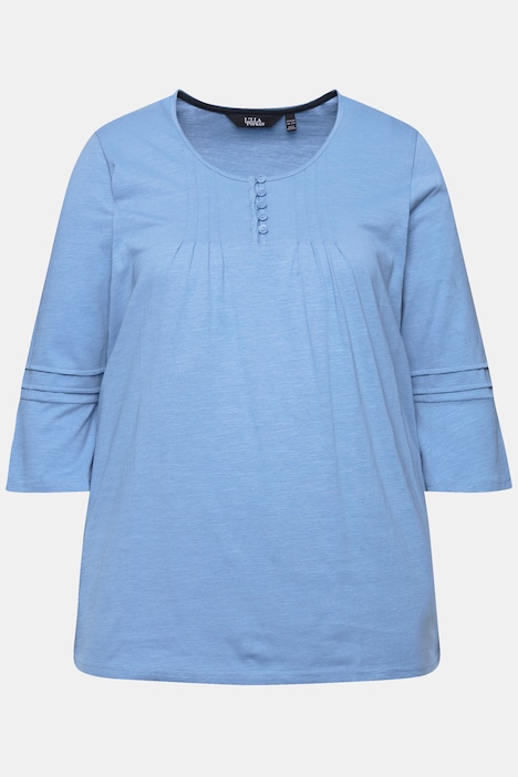 Shirt, Zierfalten, A-Linie, Rundhals, 3/4-Volantarm