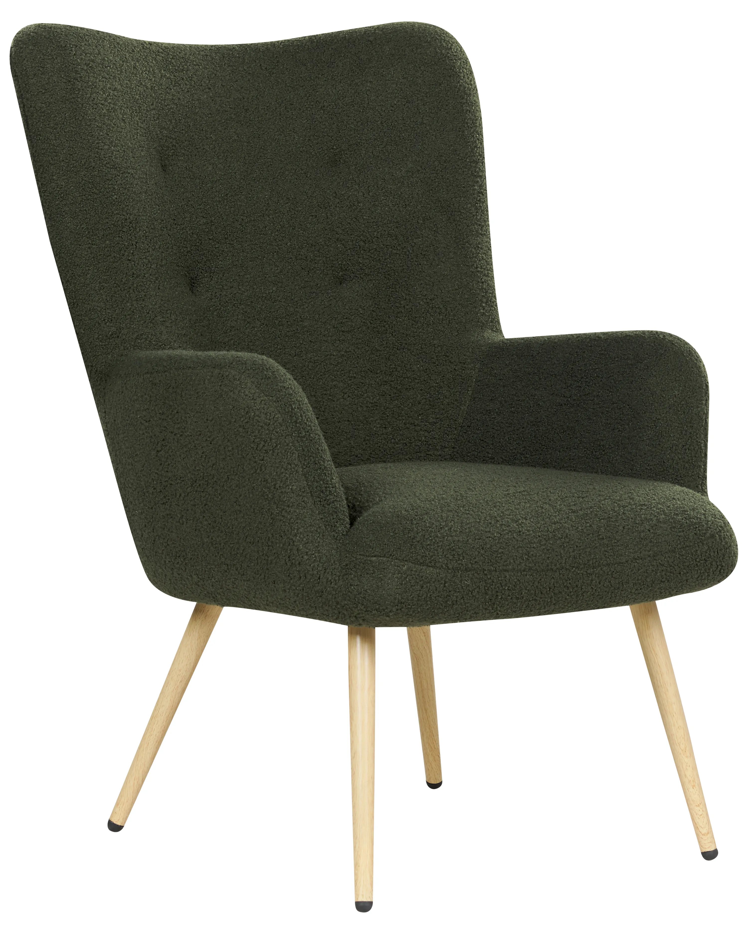 Oorfauteuil VEJLE met voetenbank Bouclé Donkergroen