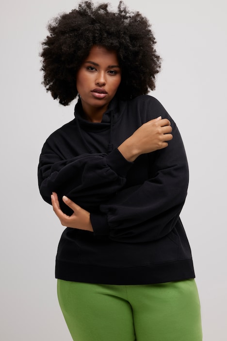 Sweatshirt, Kängurutasche, Oversized, Stehkragen, Langarm