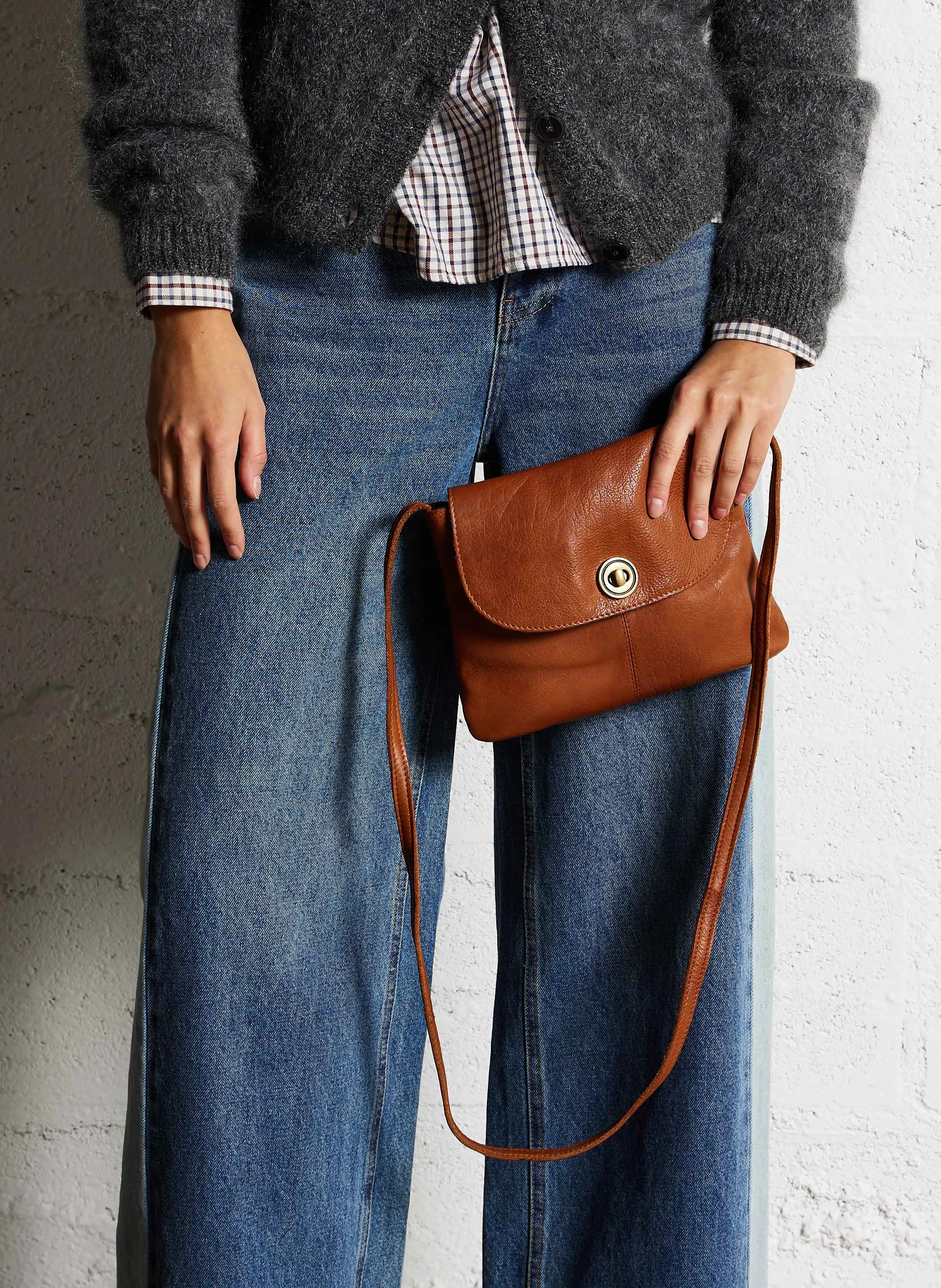 TOTALLY - Sacoche bandoulière en cuir | Doré
