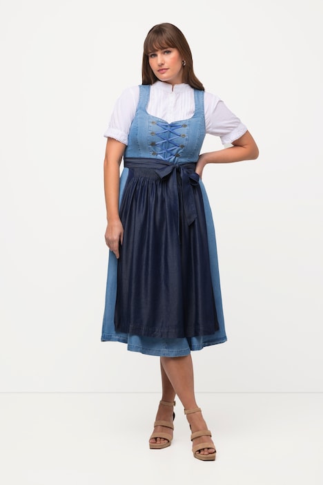Dirndl, Lyocell, 2 Schürzen, Carree-Ausschnitt, ärmellos