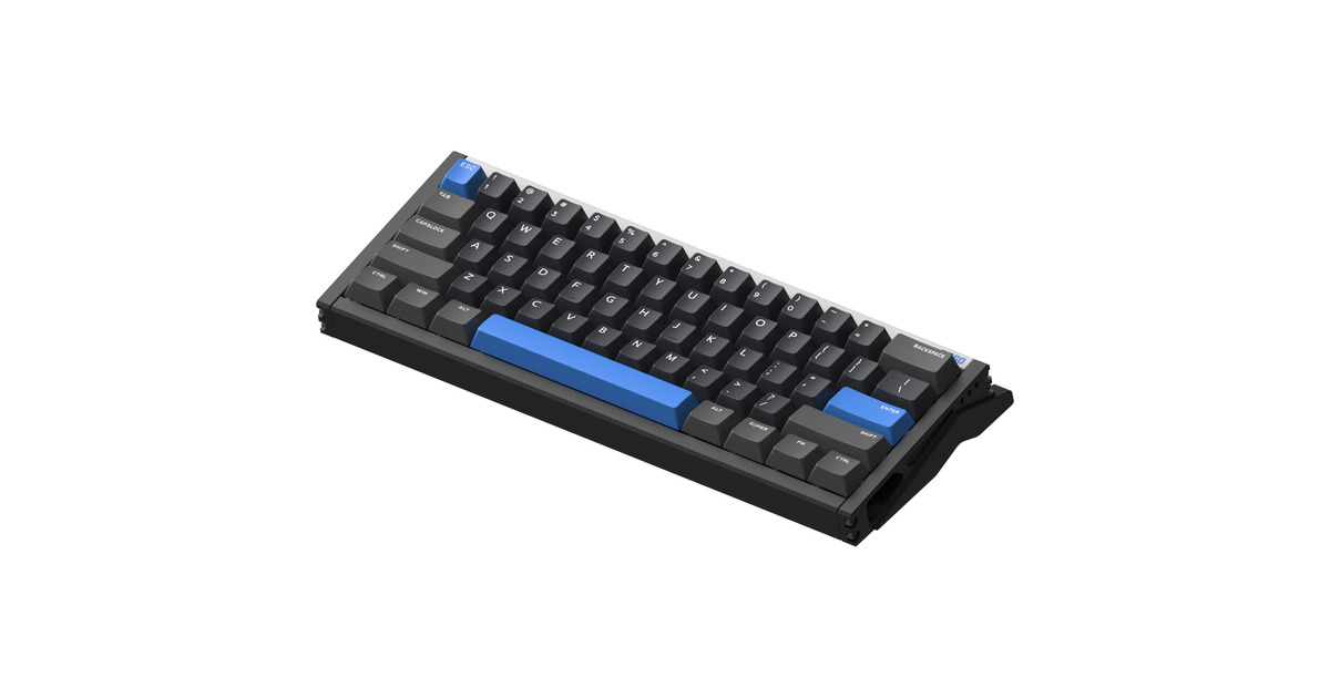 IqunixEZ60 Magnetic Switch Gaming HE Keyboard, gaming toetsenbord  (Zwart/blauw, US lay-out, US-International, Gateron Magnetic Jade Pro, 60%, RGB, Double Shot PBT Keycaps)