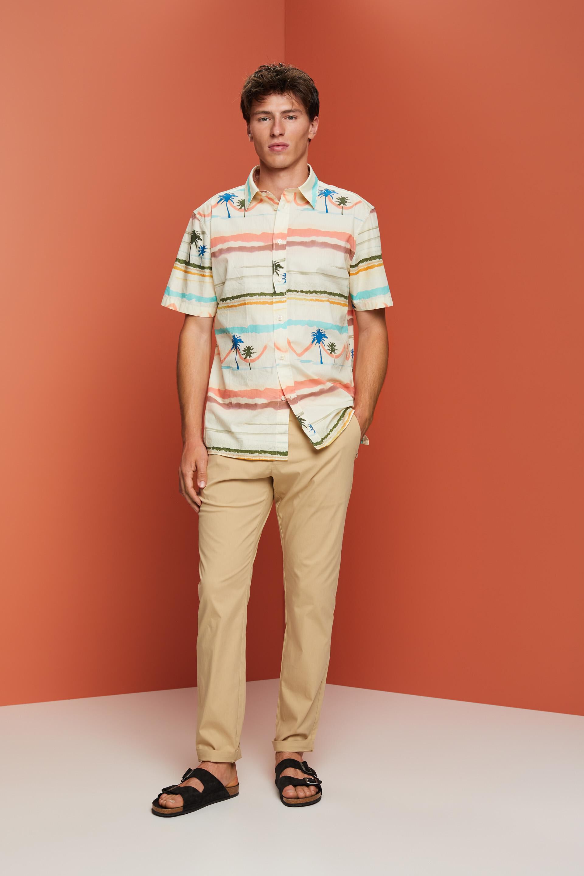 Chemise à manches courtes animée d’un motif, 100 % coton
