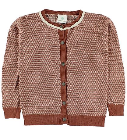 En Fant Strickcardigan - Gebrannt Rot m. Muster