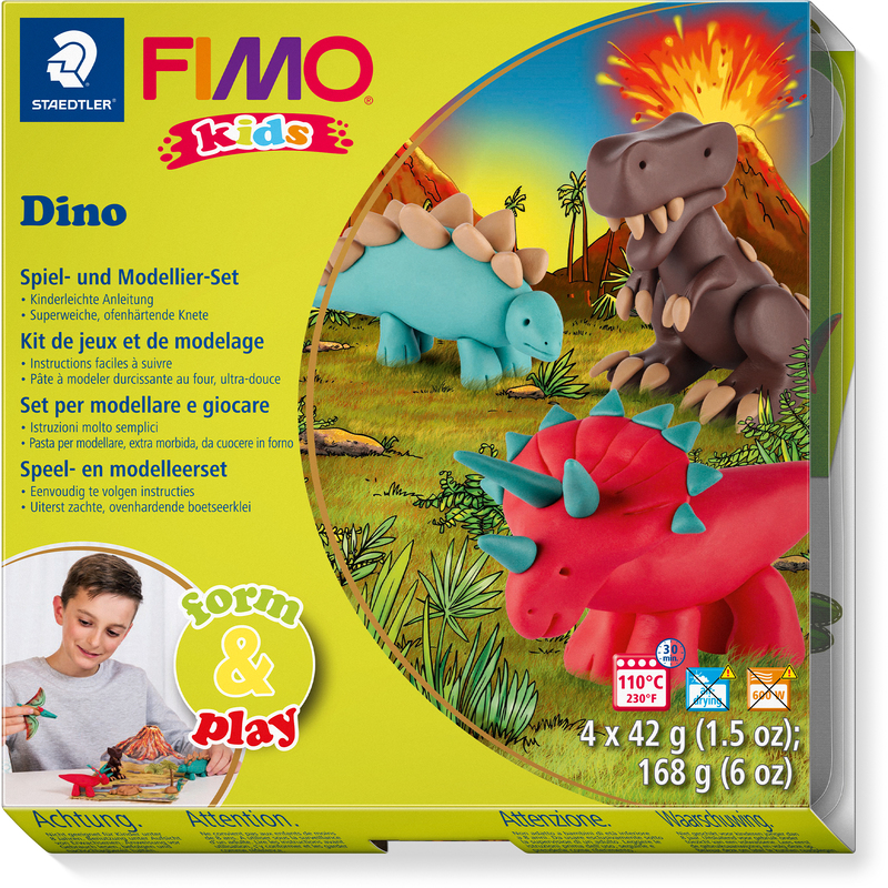 FIMO Kids form&play, Set Dino, 4 x 42g