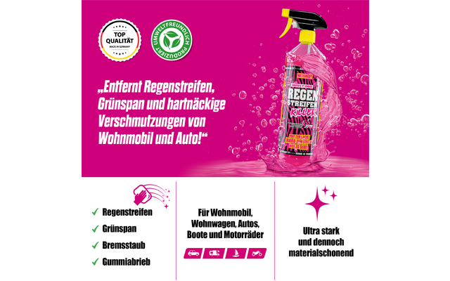 WOSHUP! Regenstreifen Killer Spezialreiniger gegen Regenstreifen, Grünspan oder verfärbte Dichtungen 1 Liter