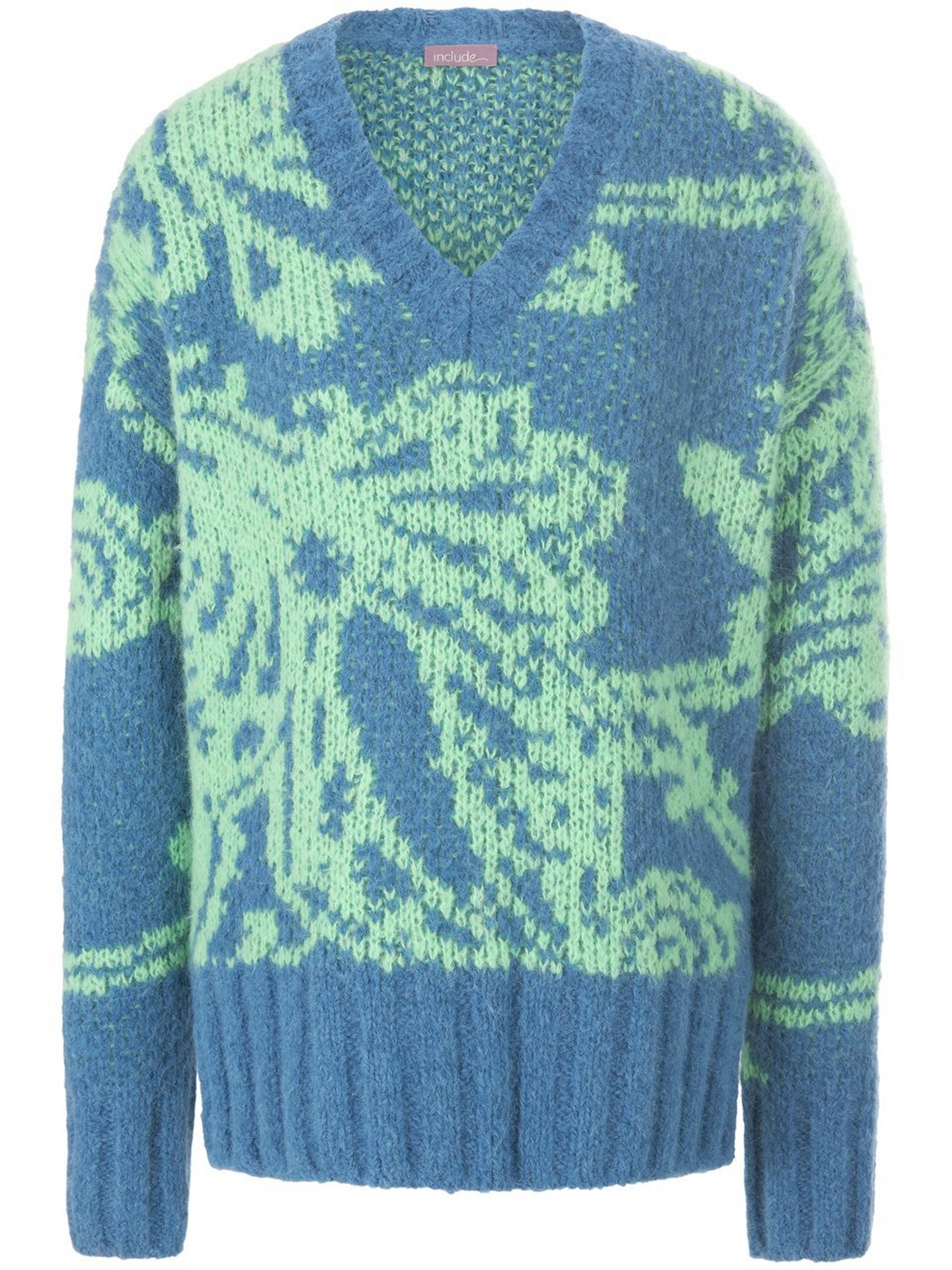Long-Pullover mit V-Ausschnitt