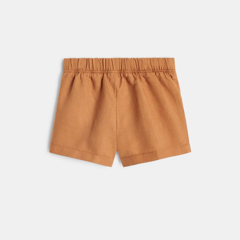 Short en lin à plis marron bébé fille Marron