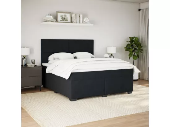 Sommier à lattes de lit avec matelas Noir 180x200 cm Velours
