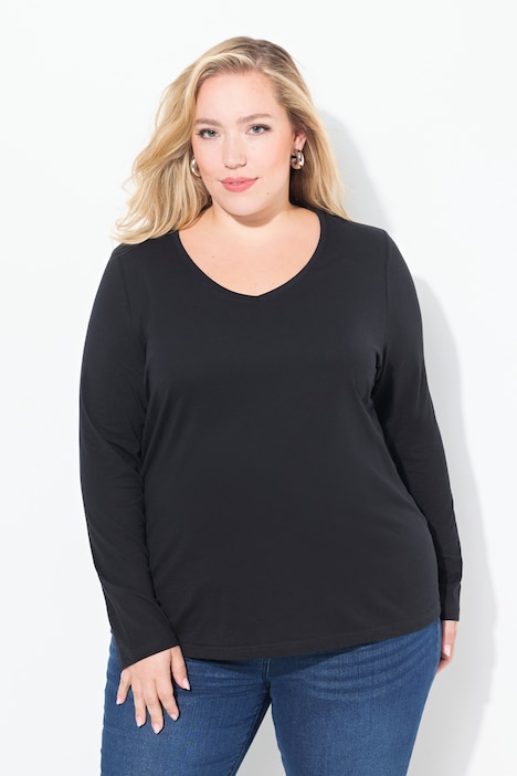 Shirt, Slim, V-Ausschnitt, Langarm