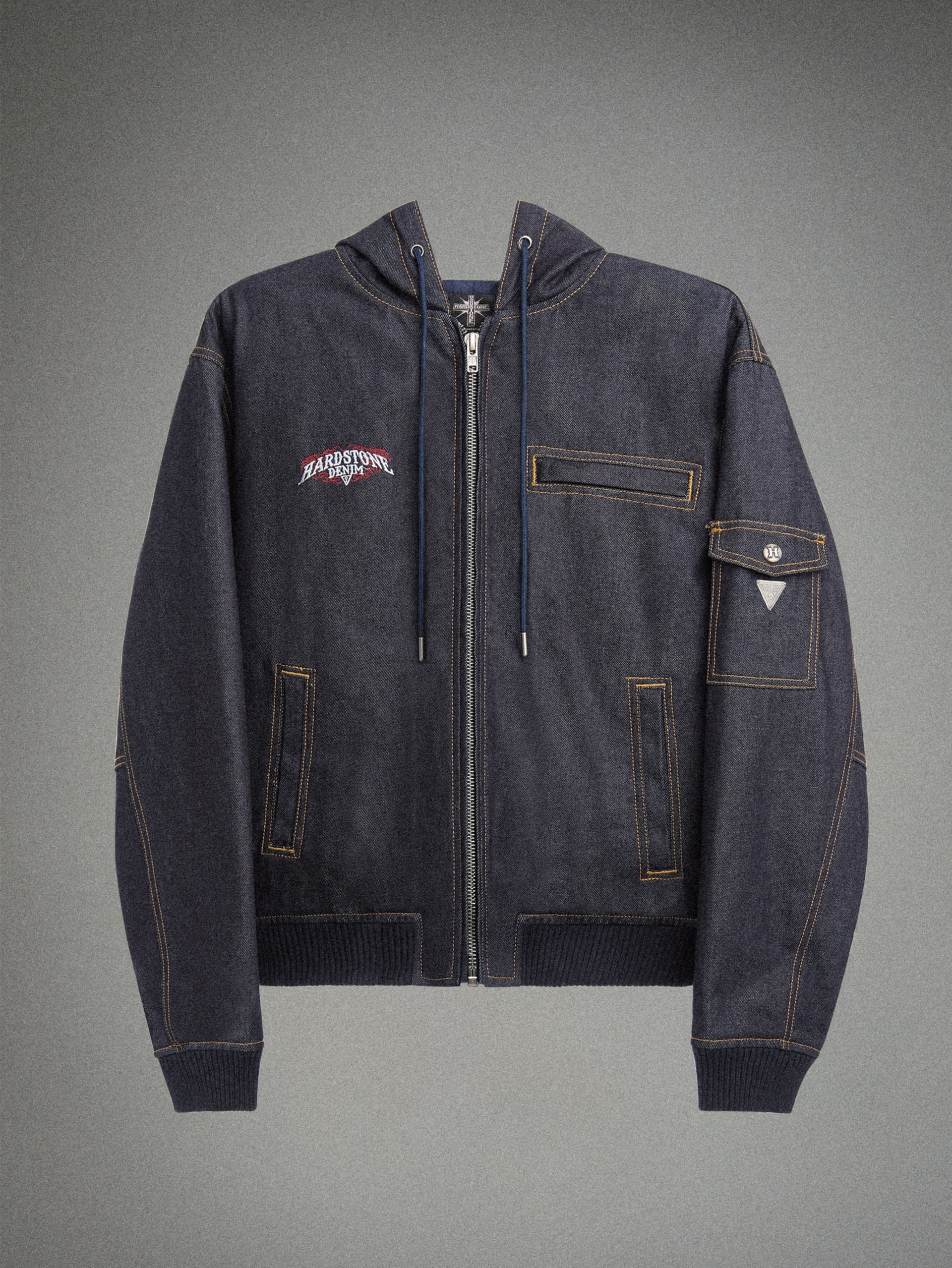 Jaqueta com capuz HARDSTONE em denim cru