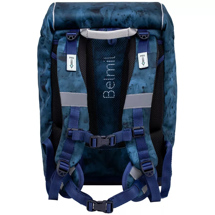 Belmil Schulranzen Motion Schulranzen Set 6-teilig mit Brustgurt, Hüftgurt Blue Splash