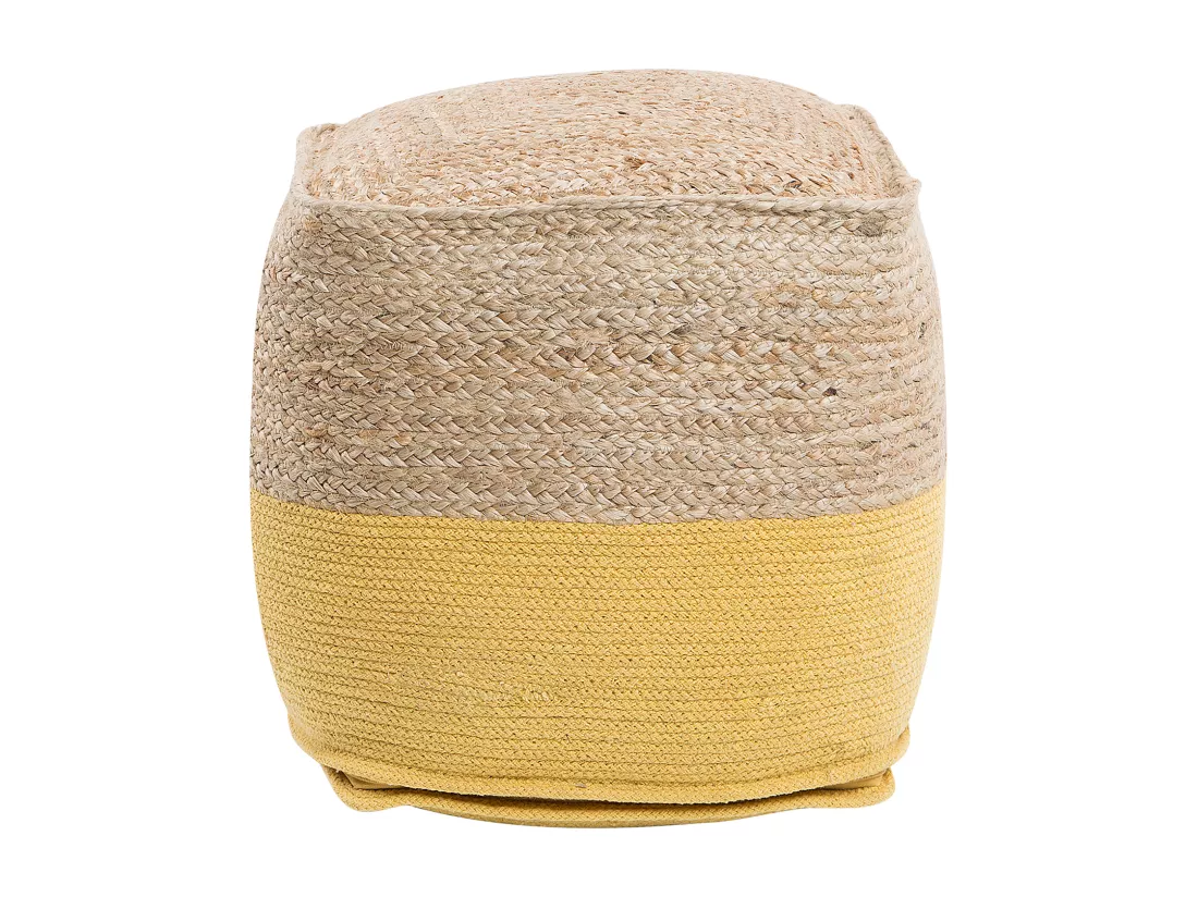 Pouf en coton et jute jaune 44 x 44 cm KIRAMA