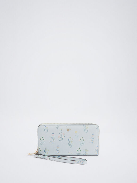 Carteira com estampa floral - Azul