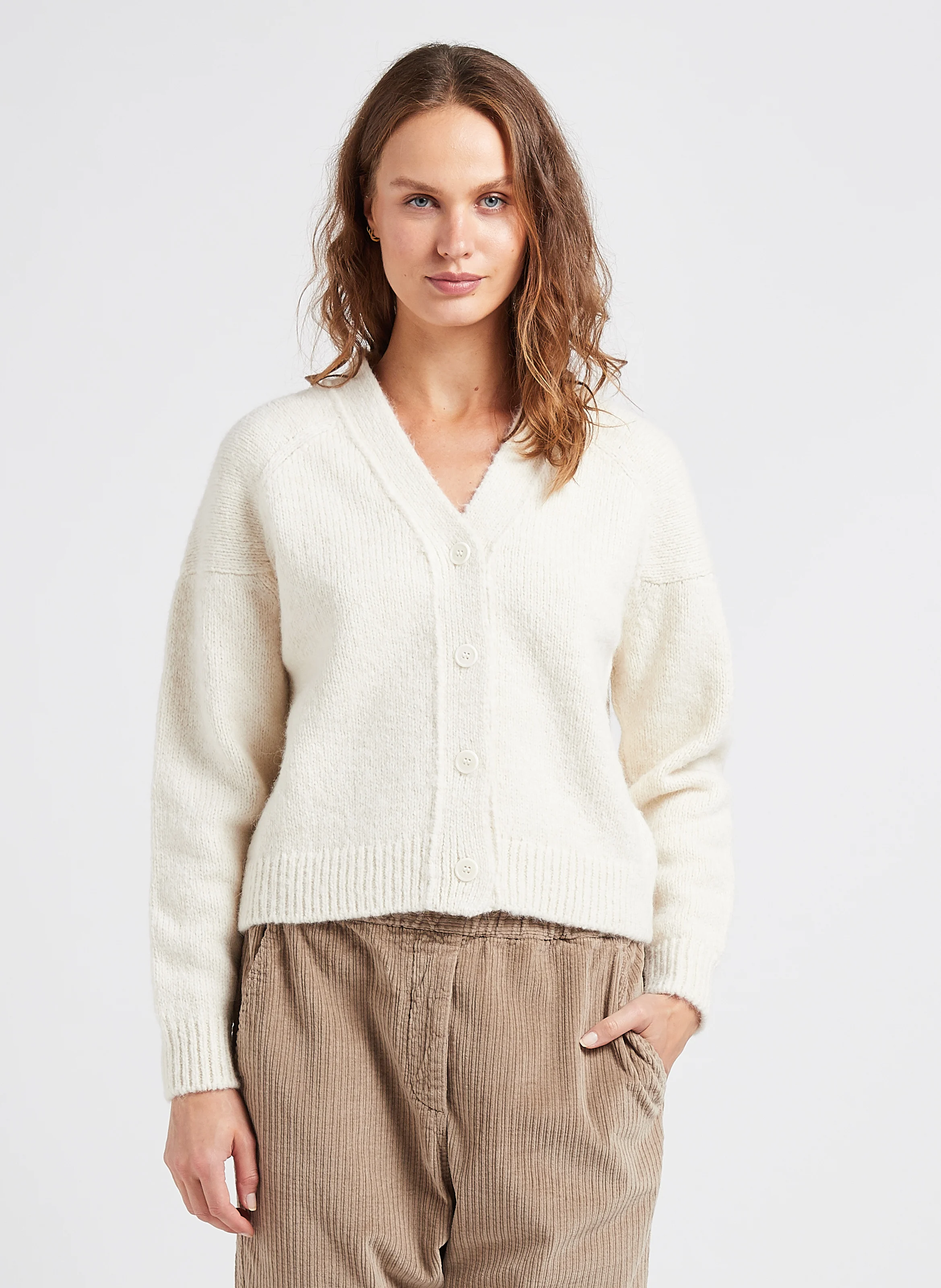 COLIMA - Cardigan col v en laine mélangée | Beige