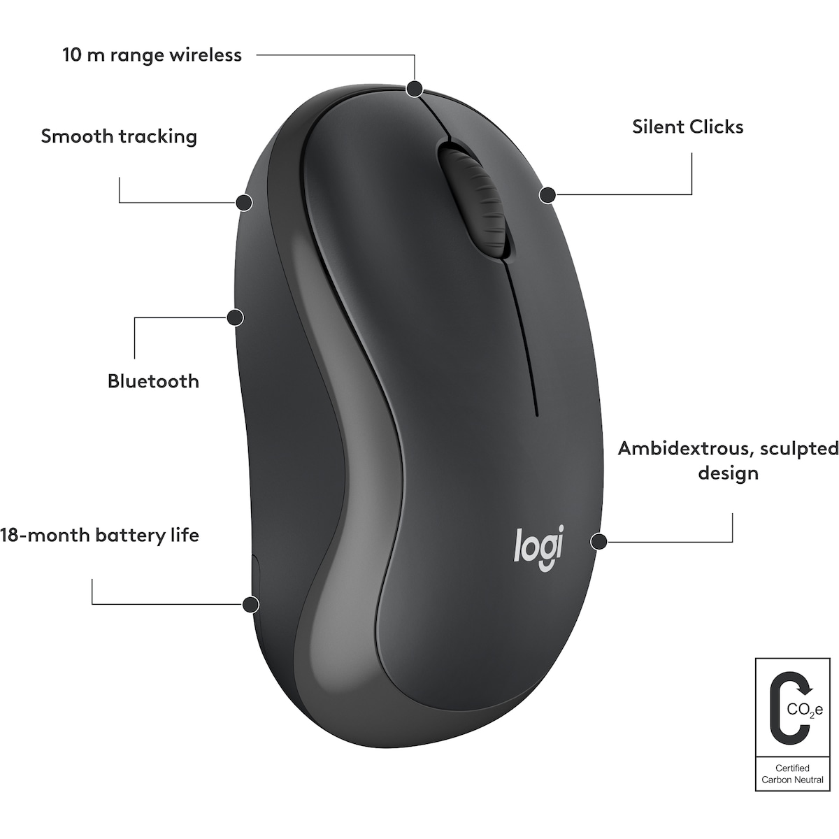 Logitech M240 Silent Bluetooth trådløs datamus (sort)