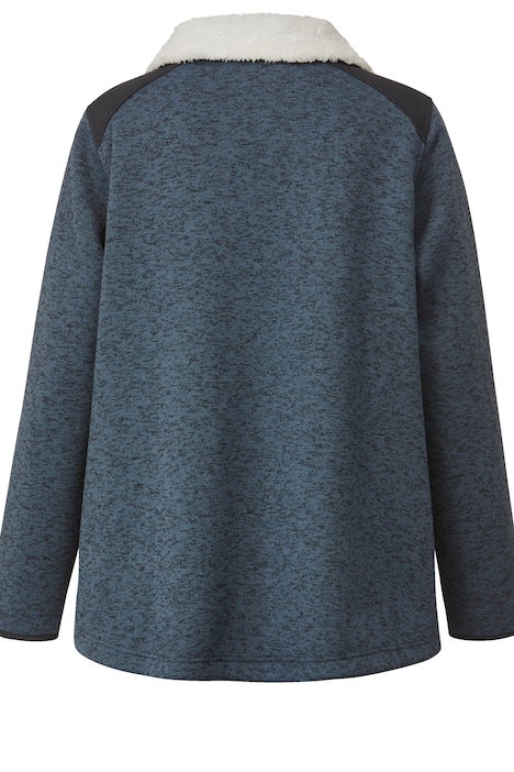 Strickfleece-Jacke, Stehkragen mit Plüschfutter, 2-Wege-Zipper, Langarm