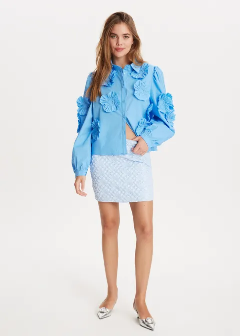 Blouse met bloemen blauw (BLW)