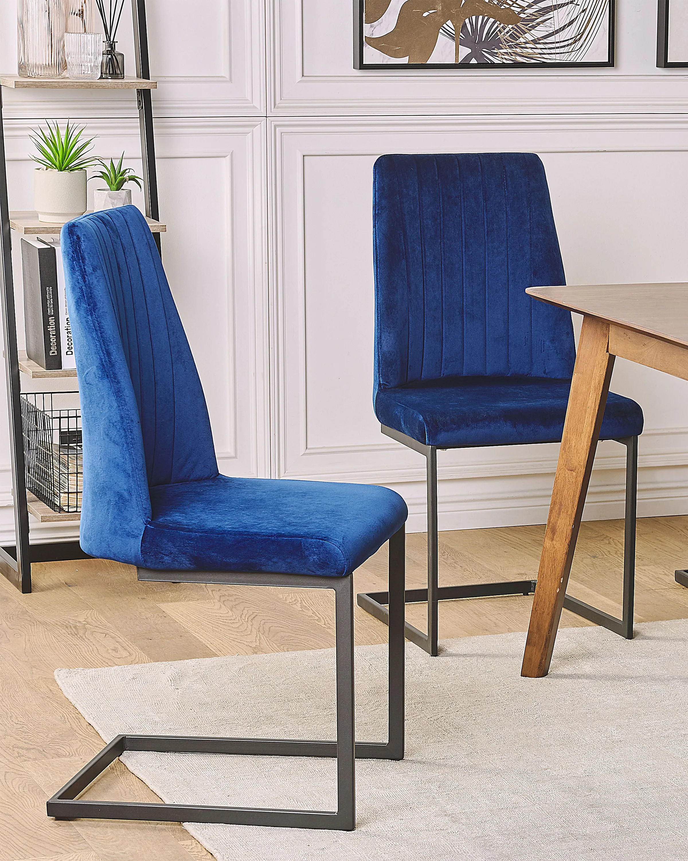 Set van 2 eetkamerstoelen LAVONIA Fluweel Marineblauw