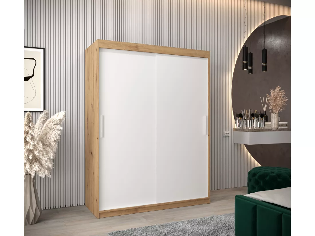 Armoire Tokyo À Portes Coulissantes 200/150/62 2 portes (Artisan/Blanc)