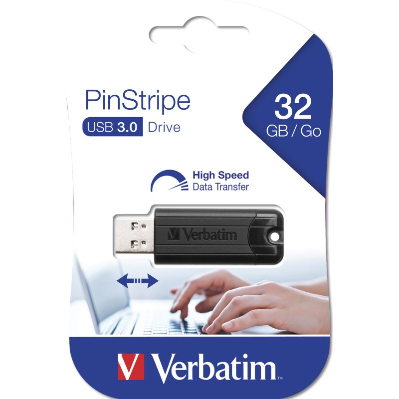 Clé USB 3.0 Verbatim PinStripe noire 32 Go