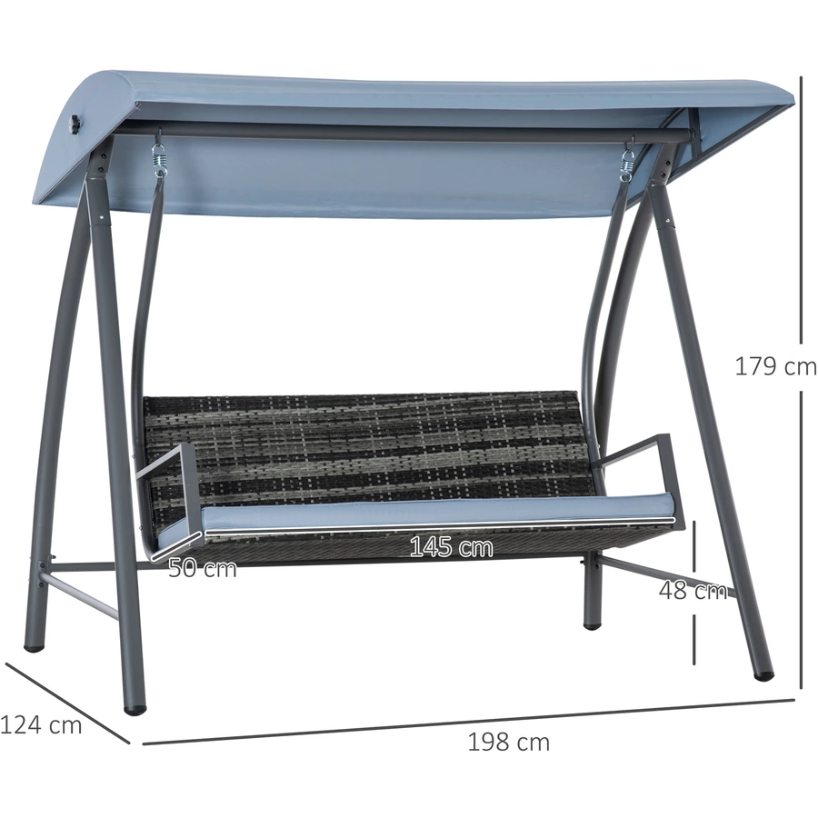 Outsunny Rattan Gartenschaukel grau