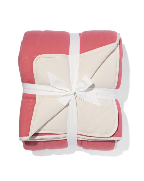 Couvre-lit jersey carreaux beige / rouge 260 x 235