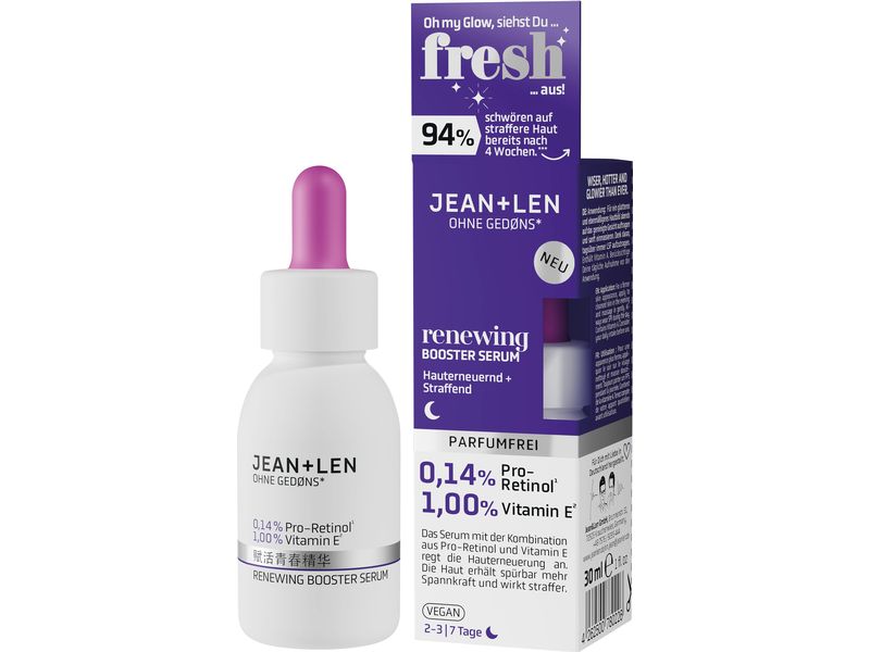 Jean & Len Gesichtsserum Renewing Booster 30 ml Natürliches Serum mit der Kombination aus Pro-Retinol und Vitamin E regt die Hauterneuerung an