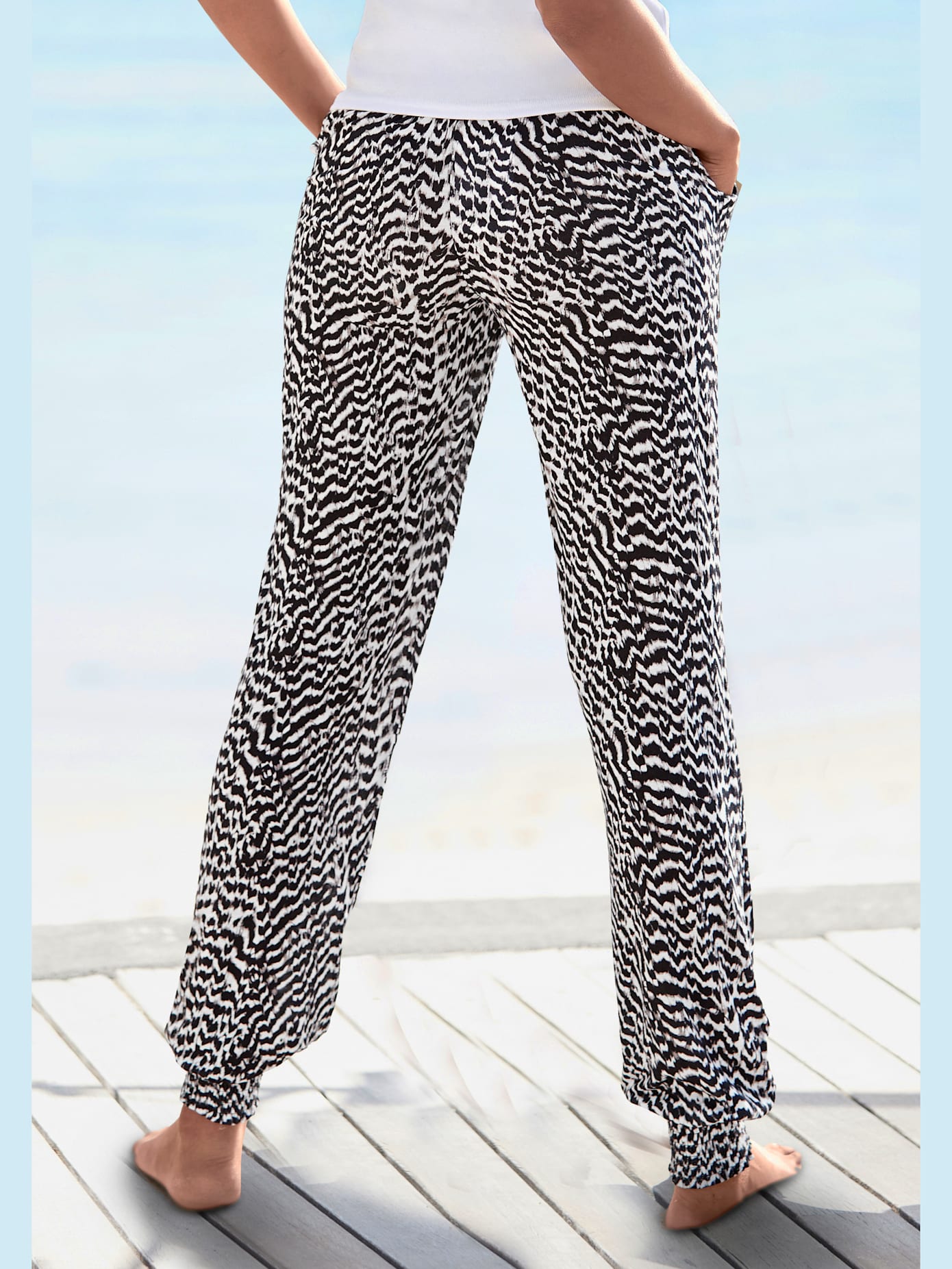Pantalon en jersey léger avec ceinture élastique