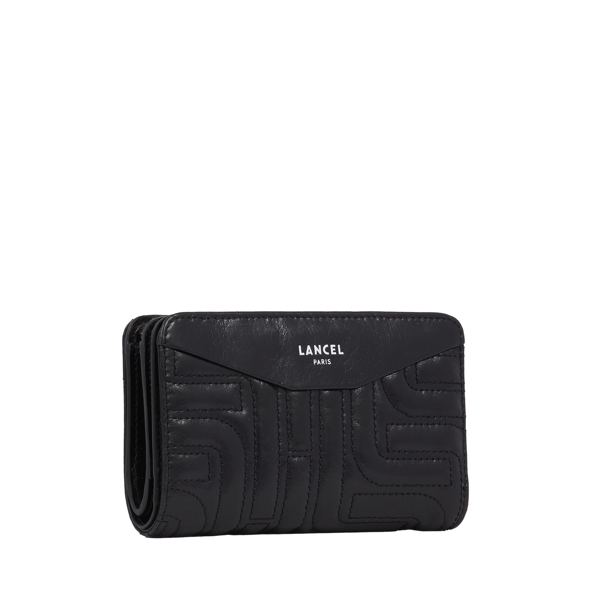 Portefeuille rectangulaire compact zippé Midi-Minuit de Lancel-Noir