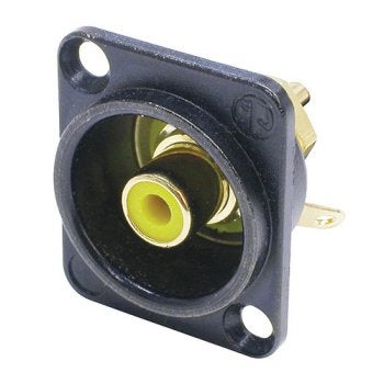 Neutrik NF2D-B-4 RCA zwart chassisdeel geel
