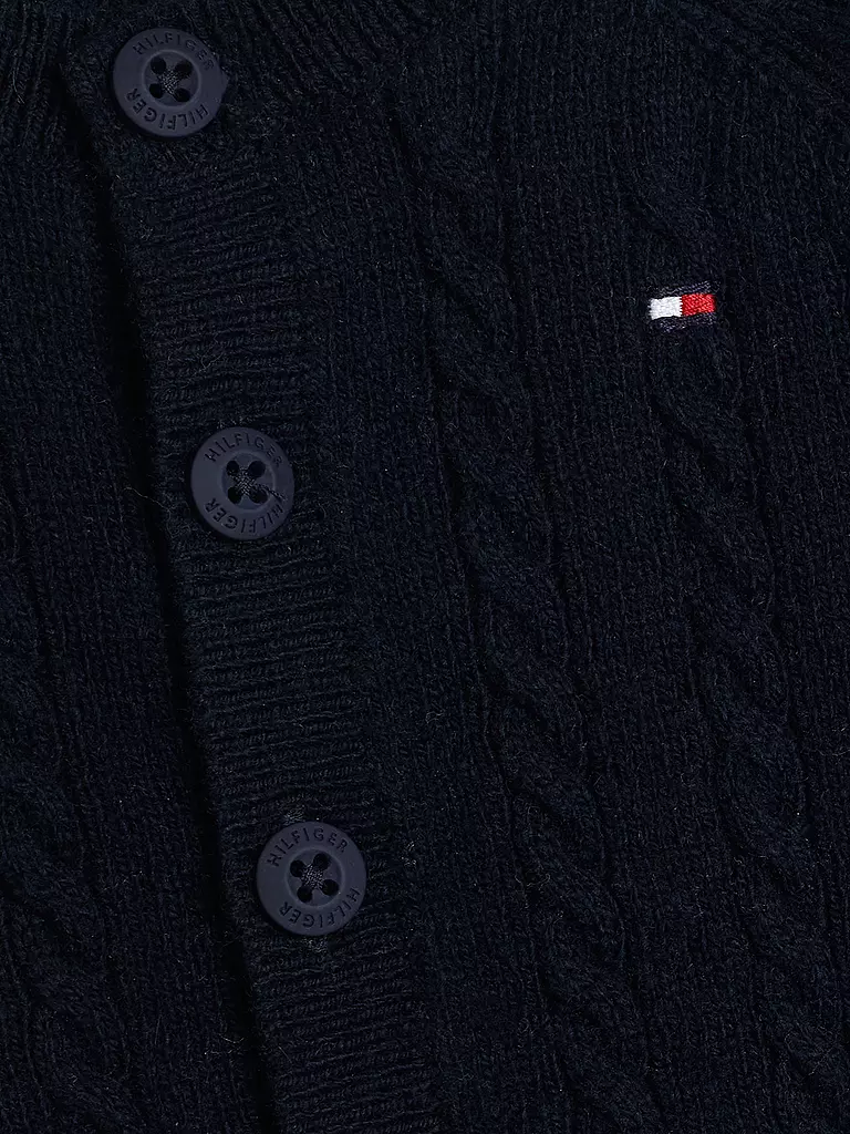 TOMMY HILFIGER Baby Set 3-tlg Strickjacke, Mütze und Strickhose dunkelblau