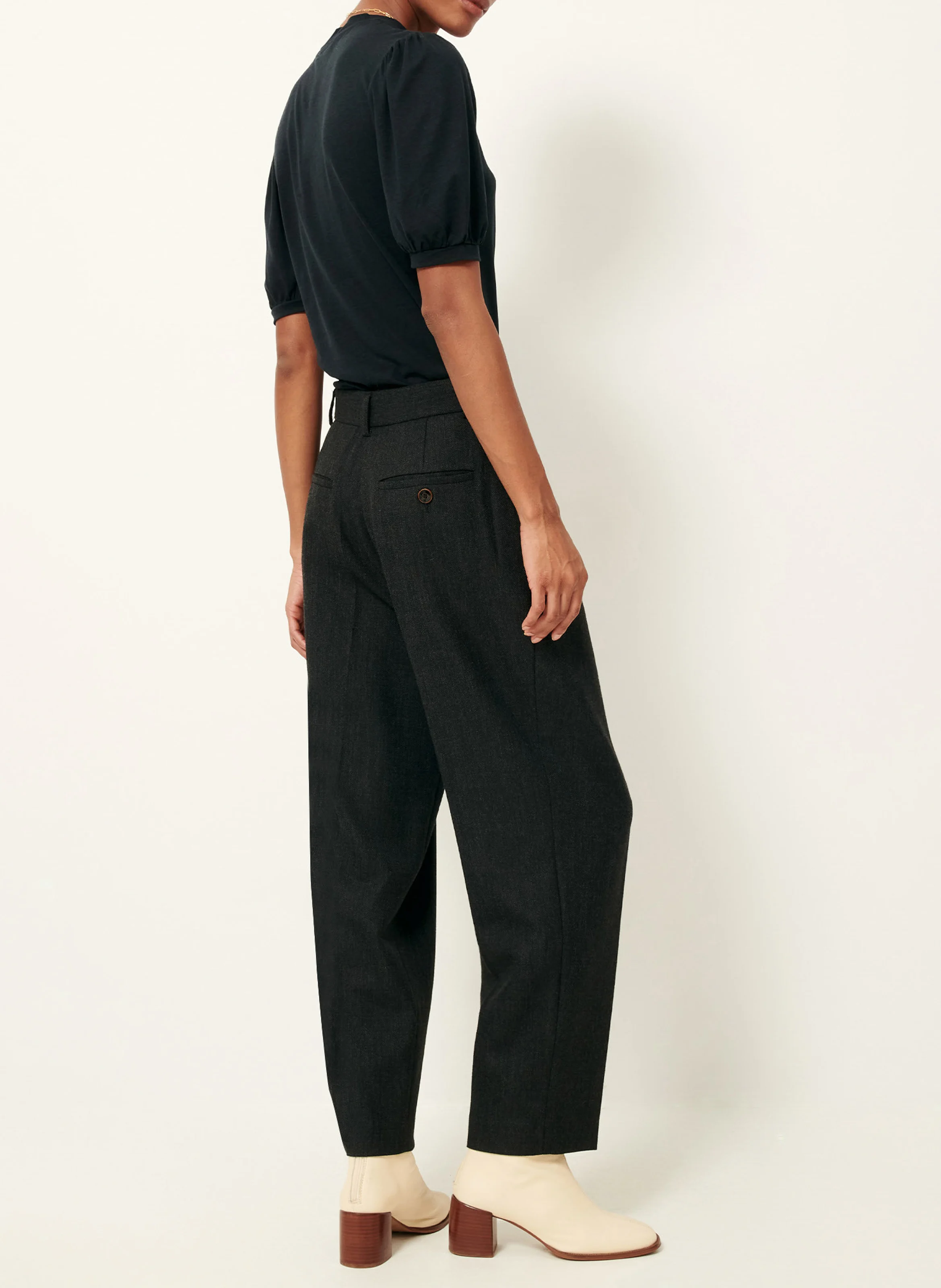 TIMOTHY - Pantalon droit taille haute | Noir