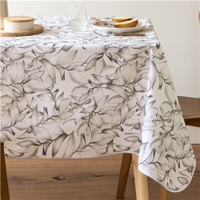 Nappe antitache polycoton enduit motif feuillage